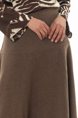 Brown Soft Feel A-Line Maxi Skirt
