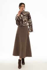 Brown Soft Feel A-Line Maxi Skirt