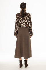 Brown Soft Feel A-Line Maxi Skirt