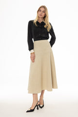 Oatmeal Soft Feel A-Line Maxi Skirt