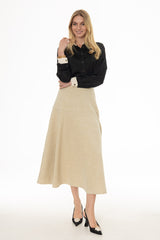 Oatmeal Soft Feel A-Line Maxi Skirt