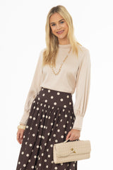 Tan Chiffon Edge Blouse