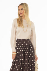 Tan Chiffon Edge Blouse