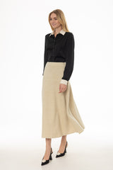 Oatmeal Soft Feel A-Line Maxi Skirt