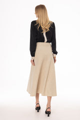 Oatmeal Soft Feel A-Line Maxi Skirt