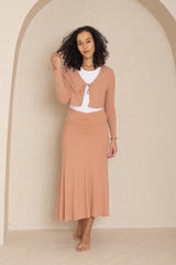 Mauve Ruched Flare Skirt