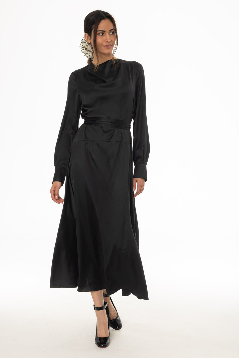 Black Cowl Neck Draped Maxi Dress – BLANK