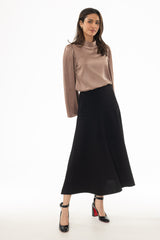 Black Soft Feel A-Line Maxi Skirt