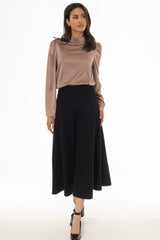 Black Soft Feel A-Line Maxi Skirt