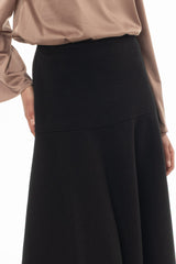 Black Soft Feel A-Line Maxi Skirt