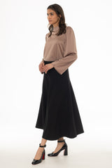 Black Soft Feel A-Line Maxi Skirt