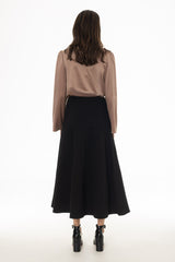 Black Soft Feel A-Line Maxi Skirt