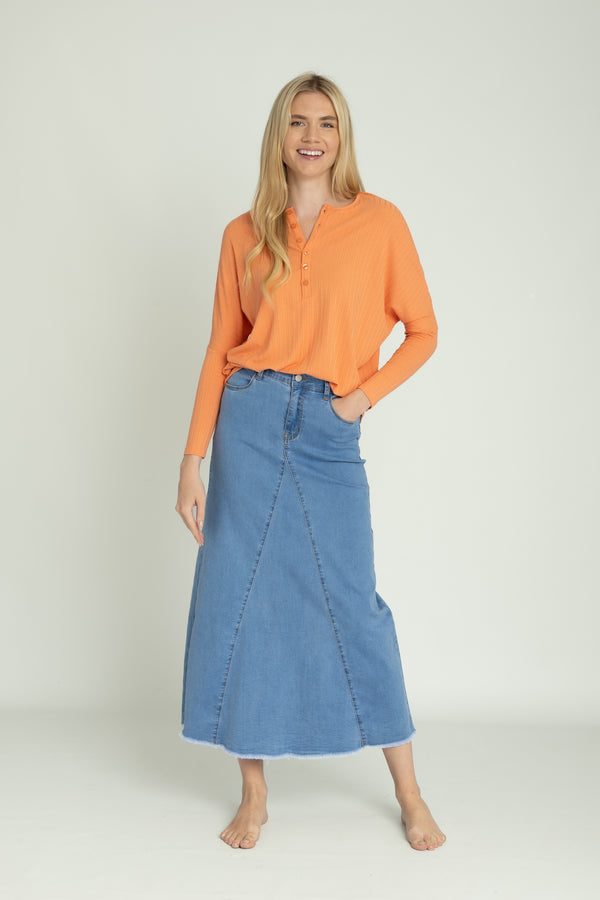 Peach Double Ribbed Dolman Tee
