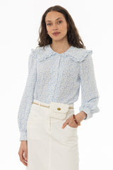 Blue Floral Peter Pan Blouse