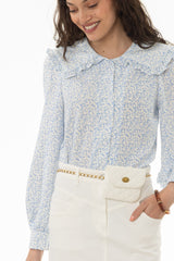 Blue Floral Peter Pan Blouse