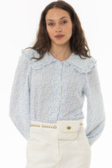 Blue Floral Peter Pan Blouse