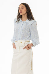 Blue Floral Peter Pan Blouse