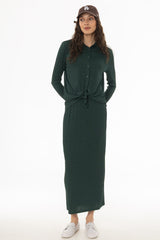 Green Ribbed Textured Skirt Legging