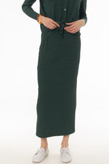 Green Ribbed Textured Skirt Legging