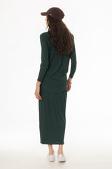 Green Ribbed Textured Skirt Legging