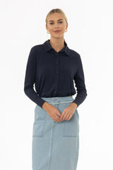 Navy Ribbed Textured Shirt