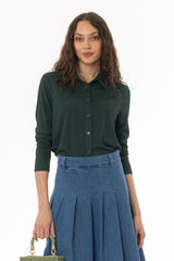 Green Ribbed Textured Shirt