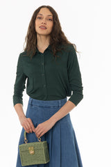 Green Ribbed Textured Shirt