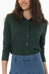 Green Ribbed Textured Shirt