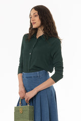 Green Ribbed Textured Shirt