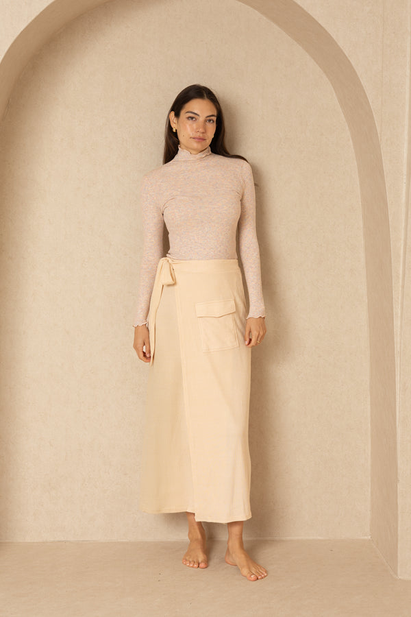 Eggshell Wrap Pocket Skirt