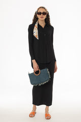 Black Ribbed Textured Skirt Legging