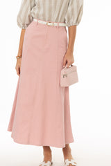 Pink Panel Flare Maxi Skirt