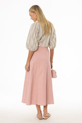 Pink Panel Flare Maxi Skirt