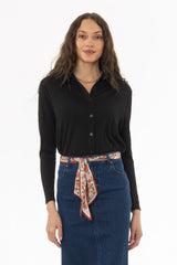 Black Ribbed Textured Shirt