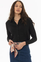 Black Ribbed Textured Shirt