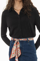 Black Ribbed Textured Shirt