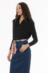 Black Ribbed Textured Shirt