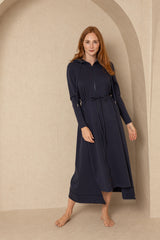 Navy Maxi Sweatshirt Dress