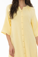 Yellow Gauze Flare Sleeve Maxi Dress