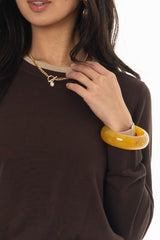 Brown Contrast Neck Thin Knit Sweater
