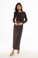 Brown Silk Feel Slip Skirt