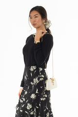 Black Contrast Neck Thin Knit Sweater