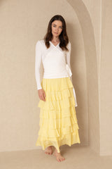 Yellow Layered Ruffle Skirt
