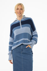 Blue Multi Stripe Collar Sweater