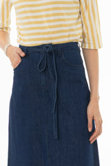 Blue Denim A-Line Maxi Skirt