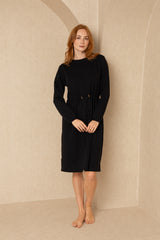 Black Asymmetrical Sweatshirt Dress