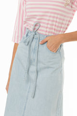 Light Blue Denim A-Line Maxi Skirt