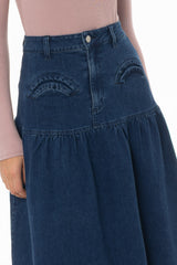 Blue Drop Waist Denim Skirt