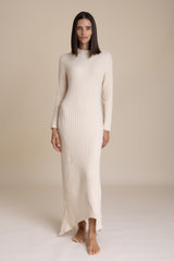 Ivory Asymmetrical Knit Dress