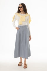 Light Blue Cargo Flare Maxi Skirt